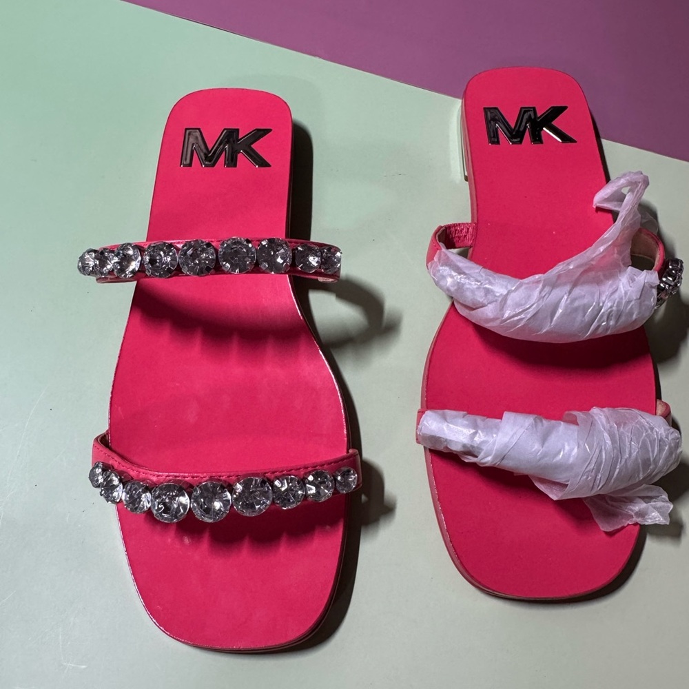 Authentic Michael Kors Pink Slide with Rhinestones Sandals Women’s US Size 5.5